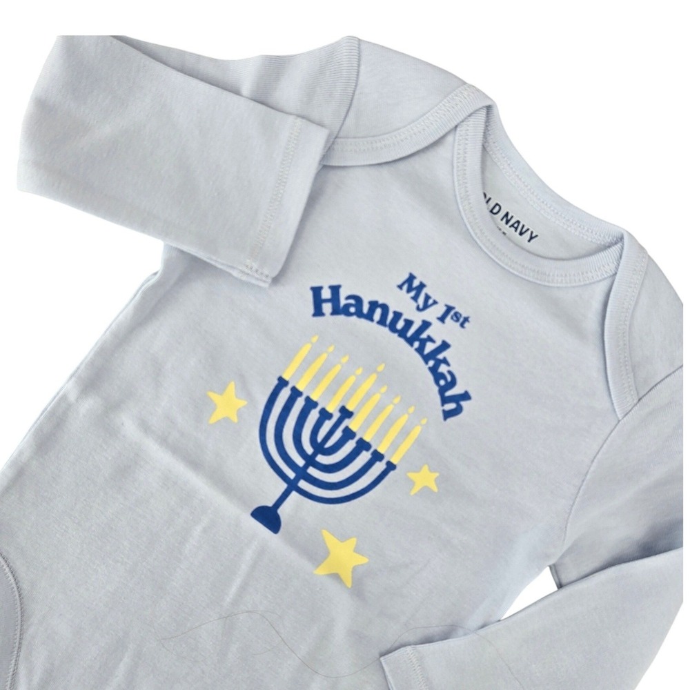 Old Navy NWT 12-18M My 1st Hanukkah Bodysuit Baby Boy Girl Blue‎ Holiday